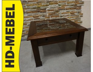 ŁAWA KWADRATOWA Z SZUFLADĄ PRZESZKLONY BLAT 80/80 CM