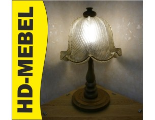 LAMPKA STOJĄCA SZKLANY KLOSZ E27 DĘBOWA PODSTAWA 44/44 CM