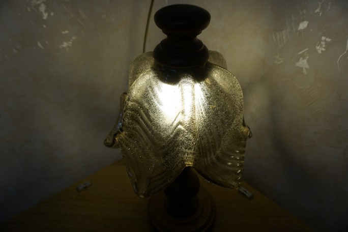 LAMPKA STOJĄCA SZKLANY KLOSZ E27 DĘBOWA...