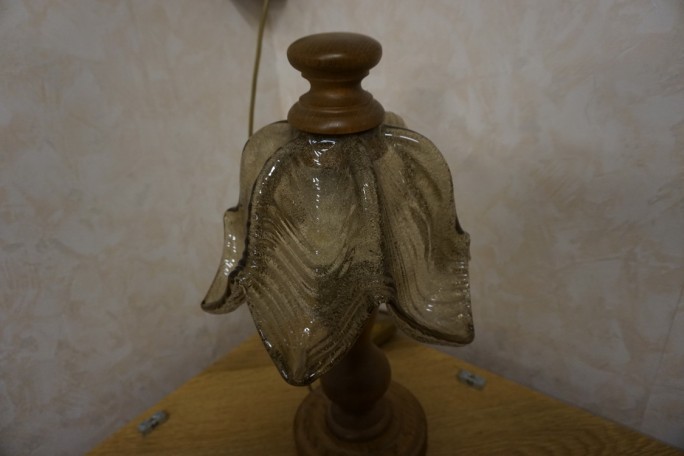 LAMPKA STOJĄCA SZKLANY KLOSZ E27 DĘBOWA...