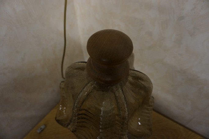 LAMPKA STOJĄCA SZKLANY KLOSZ E27 DĘBOWA...