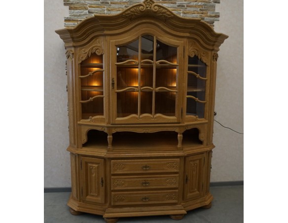 WITRYNA PRZEPIĘKNA KREDENS Z LITEGO DĘBU PODŚWIETLANA SZER. 170 CM