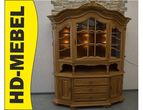 WITRYNA PRZEPIĘKNA KREDENS Z LITEGO DĘBU PODŚWIETLANA SZER. 170 CM