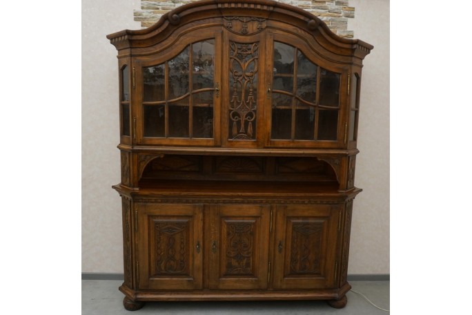 WITRYNA Z KOMODĄ KREDENS LITY DĄB CIEMNA SZER....