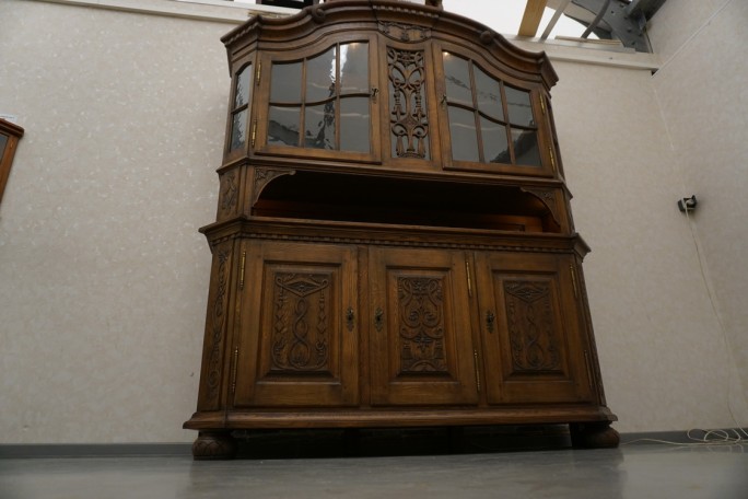 WITRYNA Z KOMODĄ KREDENS LITY DĄB CIEMNA SZER....