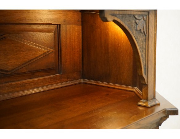 WITRYNA Z KOMODĄ KREDENS LITY DĄB CIEMNA SZER. 200 CM