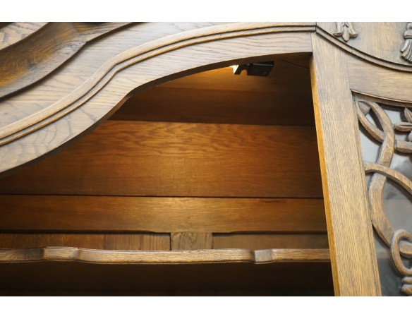 WITRYNA Z KOMODĄ KREDENS LITY DĄB CIEMNA SZER. 200 CM