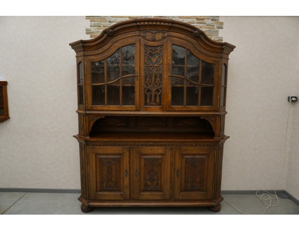 WITRYNA Z KOMODĄ KREDENS LITY DĄB CIEMNA SZER. 200 CM