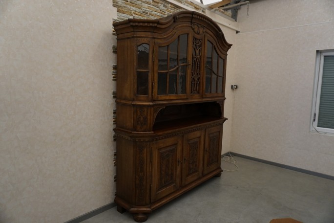 WITRYNA Z KOMODĄ KREDENS LITY DĄB CIEMNA SZER....