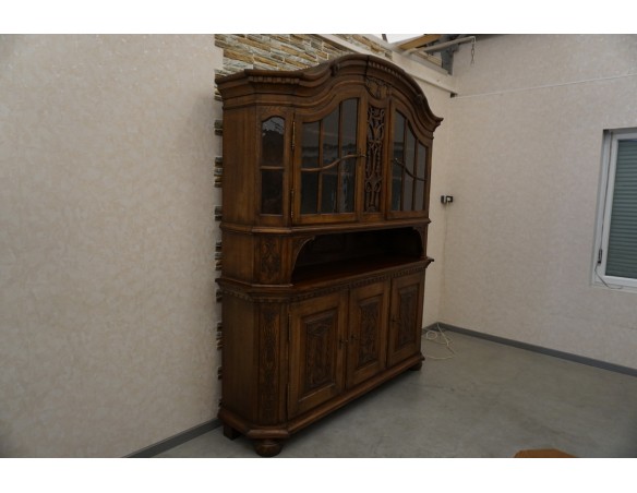 WITRYNA Z KOMODĄ KREDENS LITY DĄB CIEMNA SZER. 200 CM