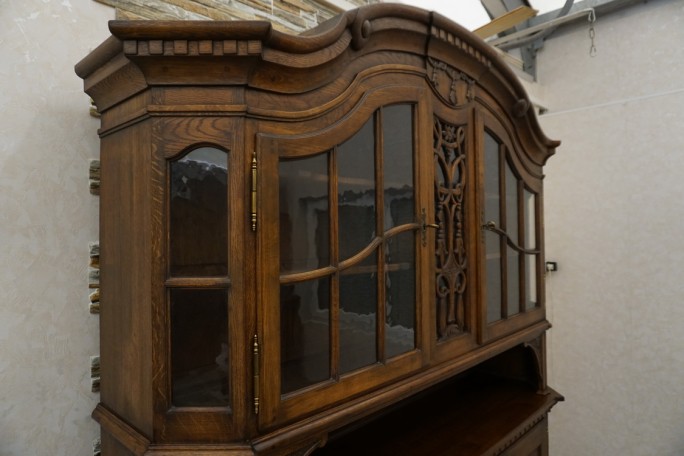 WITRYNA Z KOMODĄ KREDENS LITY DĄB CIEMNA SZER....