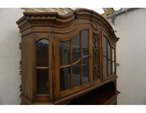 WITRYNA Z KOMODĄ KREDENS LITY DĄB CIEMNA SZER. 200 CM