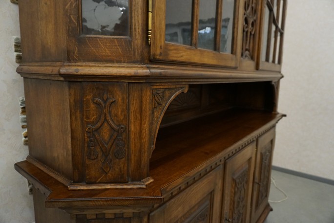 WITRYNA Z KOMODĄ KREDENS LITY DĄB CIEMNA SZER....