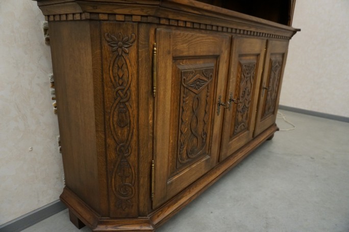 WITRYNA Z KOMODĄ KREDENS LITY DĄB CIEMNA SZER....