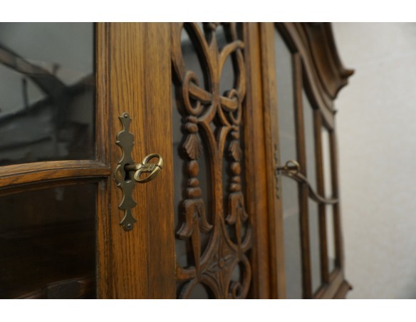 WITRYNA Z KOMODĄ KREDENS LITY DĄB CIEMNA SZER. 200 CM