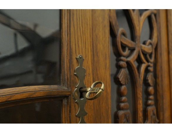 WITRYNA Z KOMODĄ KREDENS LITY DĄB CIEMNA SZER. 200 CM