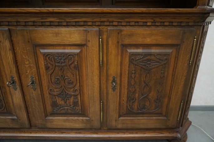 WITRYNA Z KOMODĄ KREDENS LITY DĄB CIEMNA SZER....