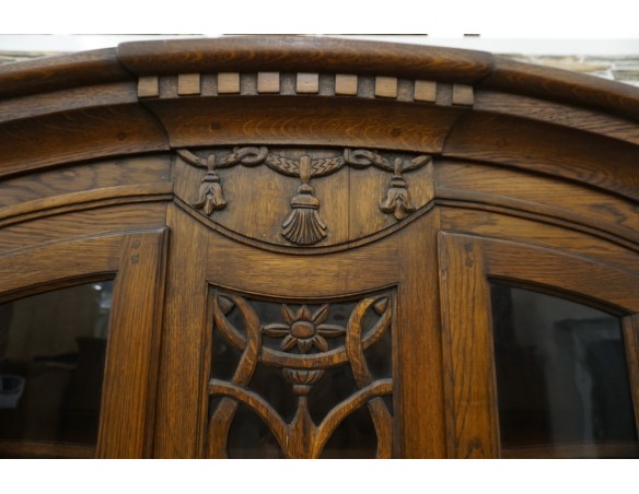 WITRYNA Z KOMODĄ KREDENS LITY DĄB CIEMNA SZER. 200 CM