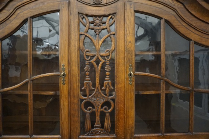 WITRYNA Z KOMODĄ KREDENS LITY DĄB CIEMNA SZER....