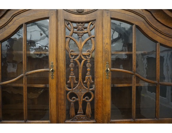 WITRYNA Z KOMODĄ KREDENS LITY DĄB CIEMNA SZER. 200 CM