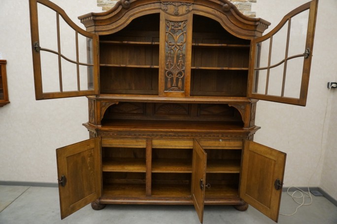 WITRYNA Z KOMODĄ KREDENS LITY DĄB CIEMNA SZER....