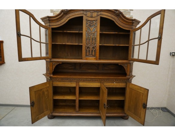 WITRYNA Z KOMODĄ KREDENS LITY DĄB CIEMNA SZER. 200 CM