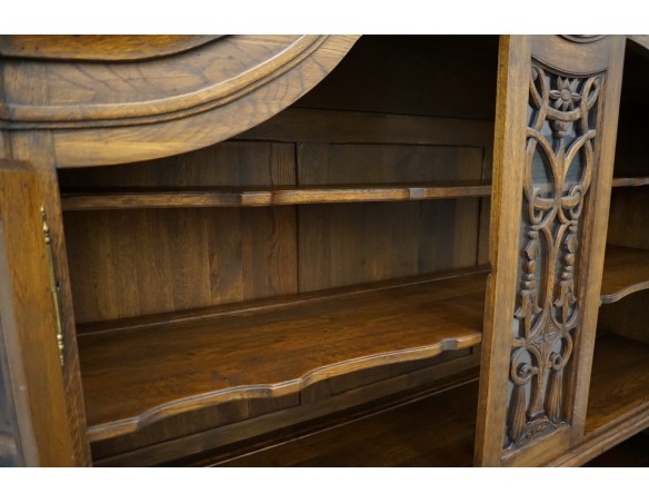 WITRYNA Z KOMODĄ KREDENS LITY DĄB CIEMNA SZER. 200 CM