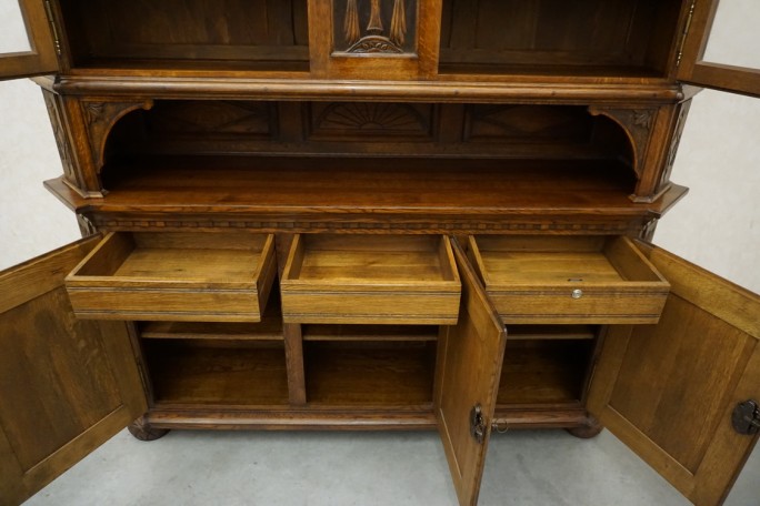 WITRYNA Z KOMODĄ KREDENS LITY DĄB CIEMNA SZER....