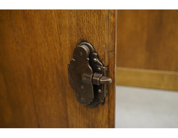 WITRYNA Z KOMODĄ KREDENS LITY DĄB CIEMNA SZER. 200 CM