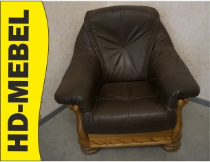 FOTEL SKÓRA NATURALNA BRĄZOWA DO RENOWACJI