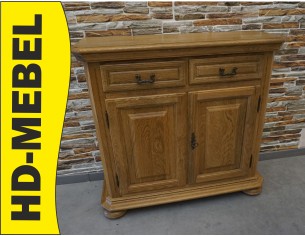 KOMODA PŁYTKA Z LITEGO DĘBU 2 DRZWIOWA SZER. 90 CM