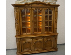 WITRYNA Z KOMODĄ DĘBOWA PODŚWIETLANA SUPER SZER. 185 CM 2