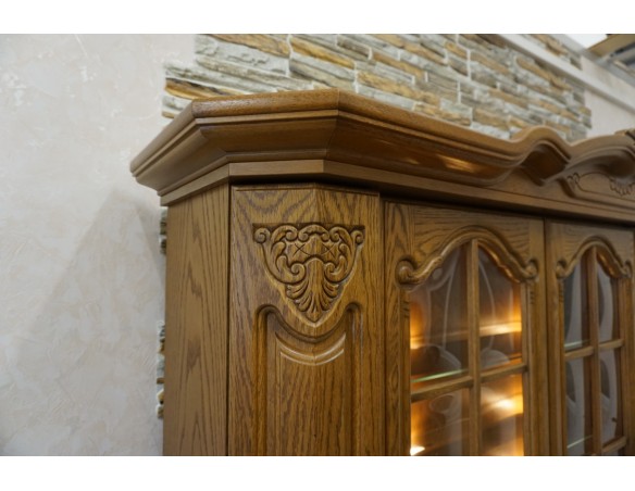 WITRYNA Z KOMODĄ DĘBOWA PODŚWIETLANA SUPER SZER. 185 CM