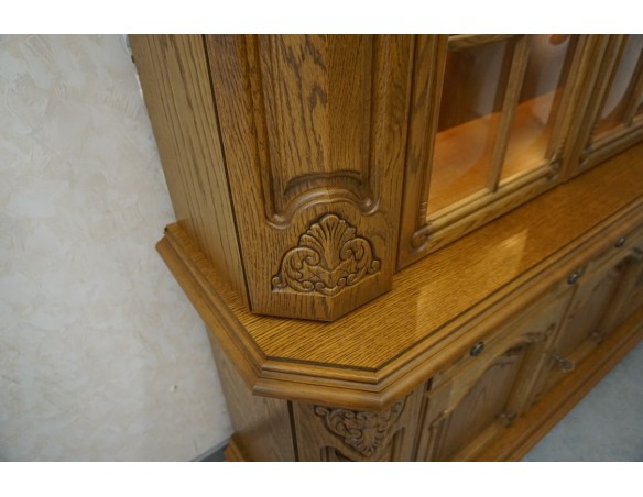 WITRYNA Z KOMODĄ DĘBOWA PODŚWIETLANA SUPER SZER. 185 CM