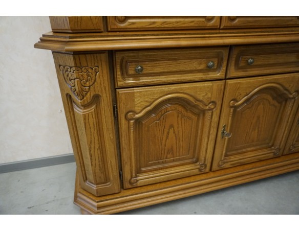 WITRYNA Z KOMODĄ DĘBOWA PODŚWIETLANA SUPER SZER. 185 CM