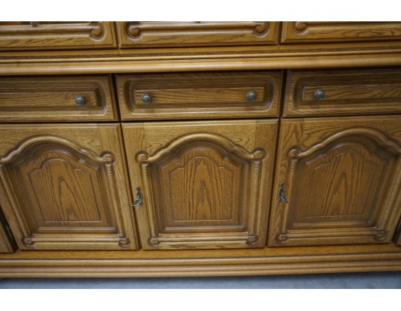 WITRYNA Z KOMODĄ DĘBOWA PODŚWIETLANA SUPER SZER. 185 CM