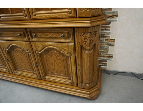 WITRYNA Z KOMODĄ DĘBOWA PODŚWIETLANA SUPER SZER. 185 CM