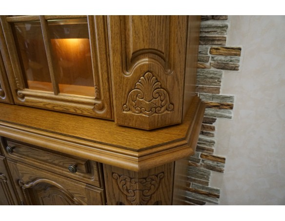 WITRYNA Z KOMODĄ DĘBOWA PODŚWIETLANA SUPER SZER. 185 CM