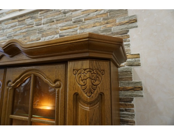 WITRYNA Z KOMODĄ DĘBOWA PODŚWIETLANA SUPER SZER. 185 CM