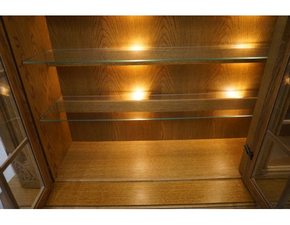 WITRYNA Z KOMODĄ DĘBOWA PODŚWIETLANA SUPER SZER. 185 CM