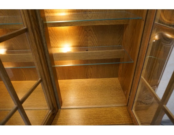 WITRYNA Z KOMODĄ DĘBOWA PODŚWIETLANA SUPER SZER. 185 CM