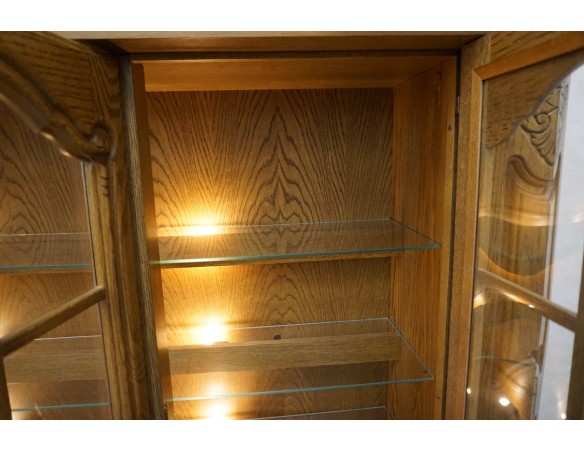 WITRYNA Z KOMODĄ DĘBOWA PODŚWIETLANA SUPER SZER. 185 CM