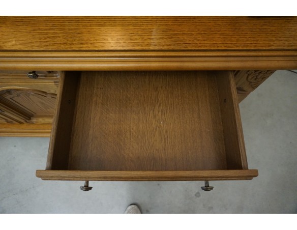 WITRYNA Z KOMODĄ DĘBOWA PODŚWIETLANA SUPER SZER. 185 CM