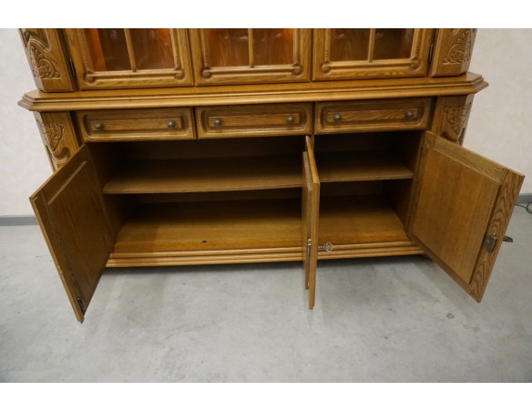 WITRYNA Z KOMODĄ DĘBOWA PODŚWIETLANA SUPER SZER. 185 CM