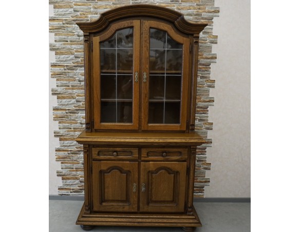 WITRYNA Z KOMODĄ DĘBOWA CIEMNA 4 DRZWIOWA SZER. 125 CM