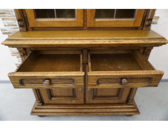 WITRYNA Z KOMODĄ DĘBOWA CIEMNA 4 DRZWIOWA SZER. 125 CM