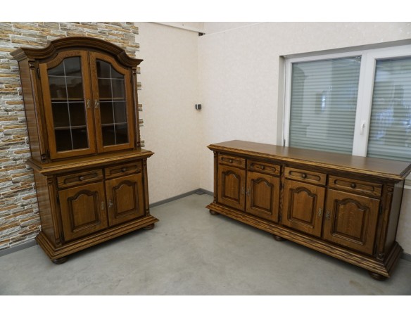 WITRYNA Z KOMODĄ DĘBOWA CIEMNA 4 DRZWIOWA SZER. 125 CM