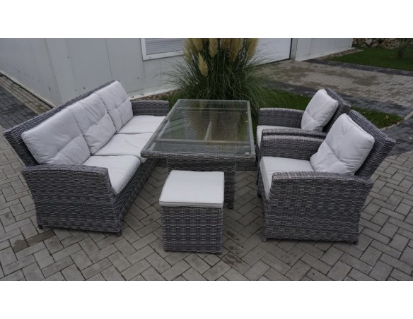 ZESTAW Z TECHNORATTANU STÓŁ + SOFA 3 OSOBOWA + 2 FOTELE