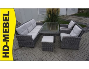 ZESTAW Z TECHNORATTANU STÓŁ + SOFA 3 OSOBOWA + 2 FOTELE