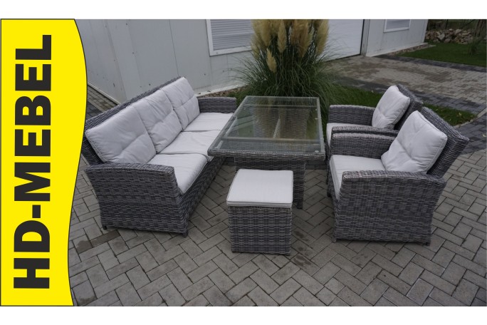 ZESTAW Z TECHNORATTANU STÓŁ + SOFA 3 OSOBOWA +...